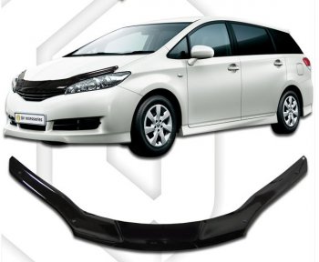 2 159 р. Дефлектор капота CA-Plastic  Toyota Wish  XE20 (2009-2017) дорестайлинг, рестайлинг (серия Classic черный, Без надписи)  с доставкой в г. Кемерово. Увеличить фотографию 2