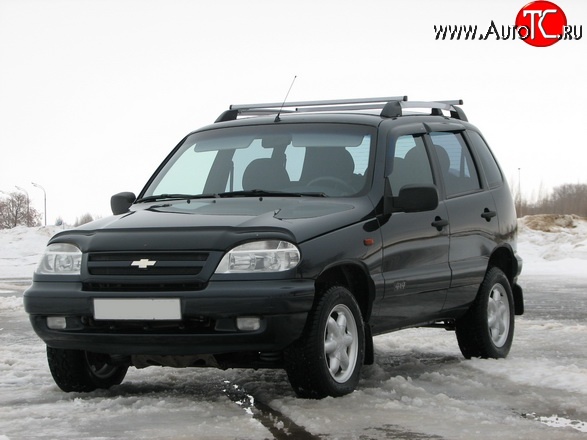 5 299 р. Рейлинги АПС L  Chevrolet Niva  2123 (2002-2008), Лада 2123 (Нива Шевроле) (2002-2008) (Башмак черный, рейлинг серый)  с доставкой в г. Кемерово