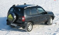 5 299 р. Рейлинги АПС L  Chevrolet Niva  2123 (2002-2008), Лада 2123 (Нива Шевроле) (2002-2008) (Башмак черный, рейлинг серый)  с доставкой в г. Кемерово. Увеличить фотографию 3