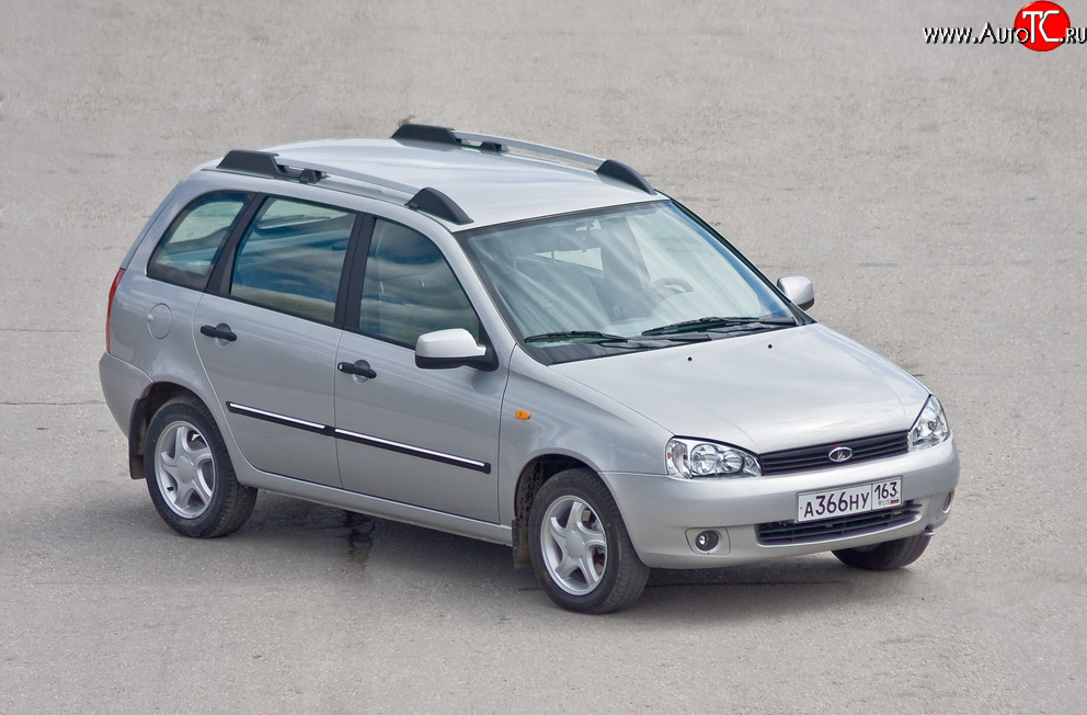 5 319 р. Рейлинги Petroil Tuning Усиленные  Лада Калина  1117 (2004-2013) универсал (Серебристый муар, крыша с ребром жесткости)  с доставкой в г. Кемерово