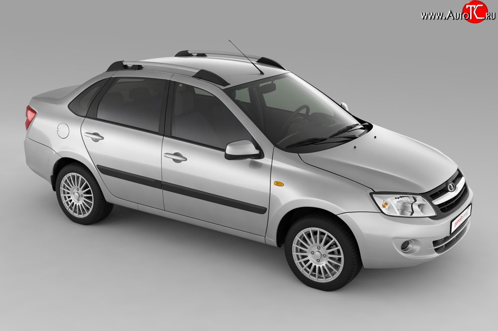 3 059 р. Рейлинги Petroil Tuning на автомобиль  Datsun on-DO (2014-2021), Лада Гранта  2190 (2011-2017), Лада Гранта Спорт ( 2191,  2190) (2023-2025) (Серебристые)  с доставкой в г. Кемерово