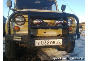 32 399 р. Бампер передний Корсар Уаз 469 (1972-2011) (С площадкой под лебедку и защитой фар)  с доставкой в г. Кемерово. Увеличить фотографию 2