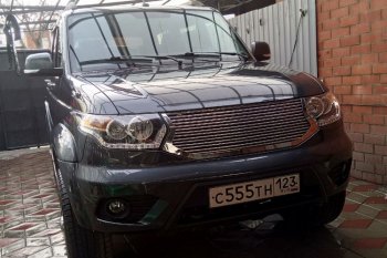 10 099 р. Решетка радиатора CrTuning Ламель Уаз Патриот 23632 2-ой рестайлинг пикап (2016-2025) (Без защиты фар)  с доставкой в г. Кемерово. Увеличить фотографию 2