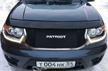 12 499 р. Решетка радиатора CrTuning Уаз Патриот 23632 1 рестайлинг пикап (2014-2016) (Сетка черная, С надписью PATRIOT)  с доставкой в г. Кемерово. Увеличить фотографию 4