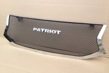 12 499 р. Решетка радиатора CrTuning Уаз Патриот 23632 1 рестайлинг пикап (2014-2016) (Сетка черная, С надписью PATRIOT)  с доставкой в г. Кемерово. Увеличить фотографию 2