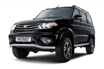Защита переднего бампера Petroil Tuning (d63, волна) Уаз Патриот ( 23632,  3163 5-дв.) (2014-2016) 1 рестайлинг пикап, 1-ый рестайлинг (Черный (Шагрень))