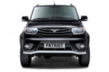 6 999 р. Защита переднего бампера Petroil Tuning (d63, волна)  Уаз Патриот ( 23632,  3163 5-дв.) (2014-2016) 1 рестайлинг пикап, 1-ый рестайлинг (Черный (Шагрень))  с доставкой в г. Кемерово. Увеличить фотографию 2