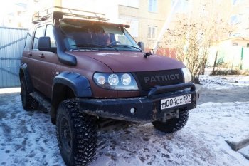 8 699 р. Решетка радиатора CrTuning - Чёрный БРУТ Уаз Патриот 23632 дорестайлинг пикап (2008-2014) (Установка с металлическим бампером, Без надписи PATROT)  с доставкой в г. Кемерово. Увеличить фотографию 2