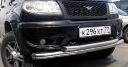 Двойная защита переднего бампера из труб диаметром 76 и 63.5 мм Ralex Tuning Уаз Патриот  3163 5 дв. (2005-2013) дорестайлинг