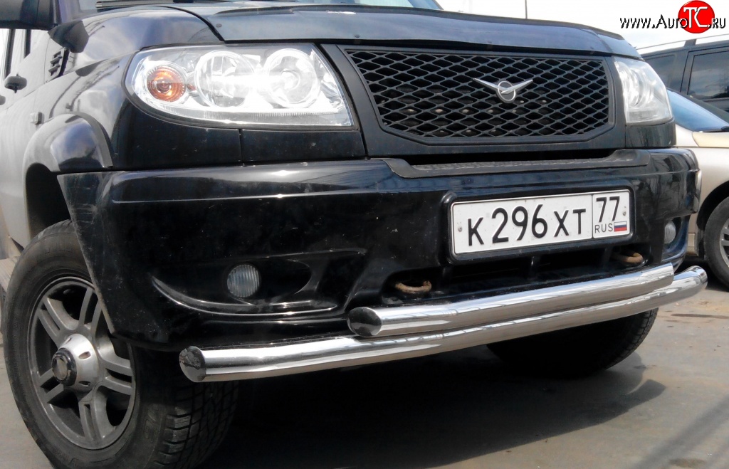 10 499 р. Двойная защита переднего бампера из труб диаметром 76 и 63.5 мм Ralex Tuning  Уаз Патриот  3163 5 дв. (2005-2013) дорестайлинг  с доставкой в г. Кемерово
