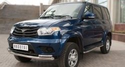 16 549 р. Защита порогов из круглой трубы диаметром 42 мм SLITKOFF Уаз Патриот 3163 5-дв. 1-ый рестайлинг (2014-2016)  с доставкой в г. Кемерово. Увеличить фотографию 3