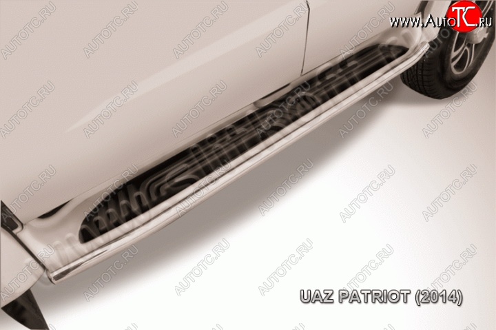 10 449 р. Защита штатных порогов из трубы диаметром 42 мм Slitkoff Уаз Патриот 3163 5-дв. 1-ый рестайлинг (2014-2016) (Цвет: нержавеющая полированная сталь)  с доставкой в г. Кемерово
