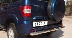 13 249 р. Одинарная защита заднего бампера из трубы диаметром 76 мм SLITKOFF  Уаз Патриот ( 3163 5-дв.,  3163 5 дв.) (2014-2025) 1-ый рестайлинг, 2-ой рестайлинг  с доставкой в г. Кемерово. Увеличить фотографию 2