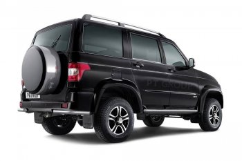 Защита заднего бампера Petroil Tuning (уголки, d63) Уаз Патриот  23632 (2014-2016) 1 рестайлинг пикап (Нержавеющая полированная сталь)