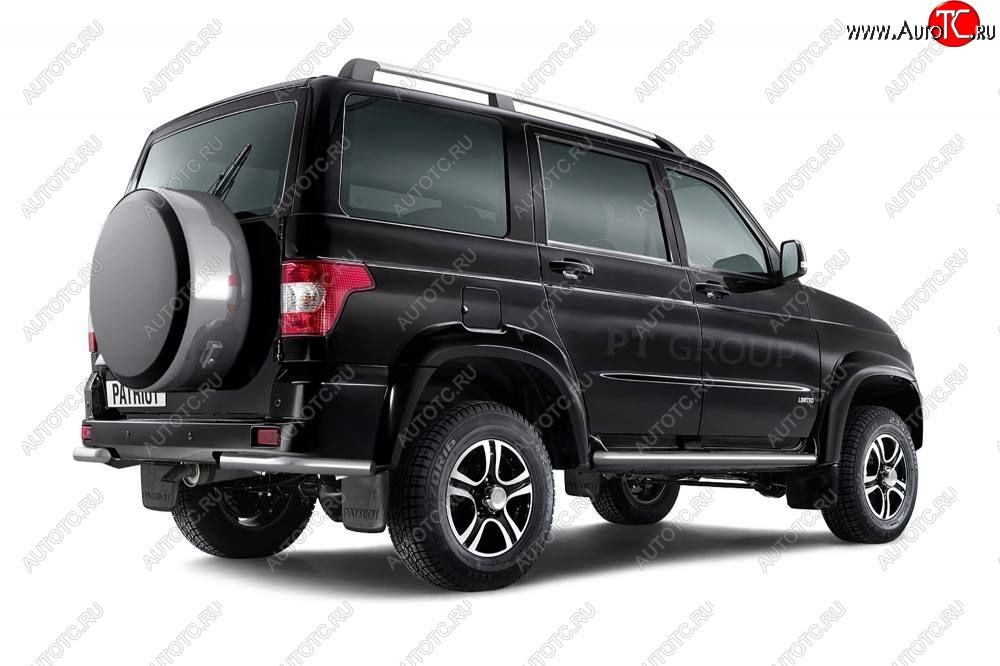 13 699 р. Защита заднего бампера Petroil Tuning (уголки, d63)  Уаз Патриот  23632 (2014-2016) 1 рестайлинг пикап (Нержавеющая полированная сталь)  с доставкой в г. Кемерово