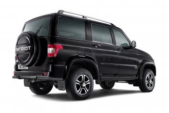 3 799 р. Защита заднего бампера Petroil Tuning (уголки, d63)  Уаз Патриот  23632 (2014-2016) 1 рестайлинг пикап (Сталь с полимерным покрытием, Черная (шагрень))  с доставкой в г. Кемерово. Увеличить фотографию 2