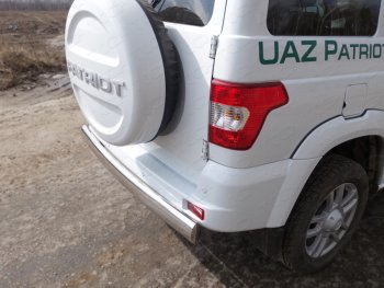 Защита заднего бампера (овальная) ТСС (нержавейка d 120х60 мм) Уаз Патриот ( 3163 5-дв.,  3163 5 дв.) (2014-2025) 1-ый рестайлинг, 2-ой рестайлинг