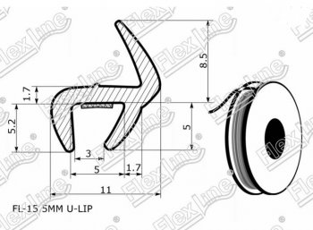 195 р. Универсальный уплотнитель FlexLine (15.5 mm U-LIP, клеевая основа) Toyota Yaris XP90 седан дорестайлинг (2006-2009)  с доставкой в г. Кемерово. Увеличить фотографию 3