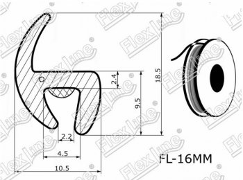 195 р. Универсальный уплотнитель FlexLine (16 mm, 1 погонный метр) Toyota Starlet P80 дорестайлинг, хэтчбэк 3 дв. (1989-1991)  с доставкой в г. Кемерово. Увеличить фотографию 2