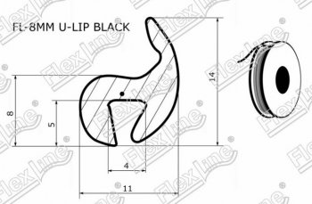 195 р. Универсальный уплотнитель FlexLine (жесткий профиль 8 mm U-LIP, 1 погонный метр) Toyota Yaris XP90 седан дорестайлинг (2006-2009)  с доставкой в г. Кемерово. Увеличить фотографию 2