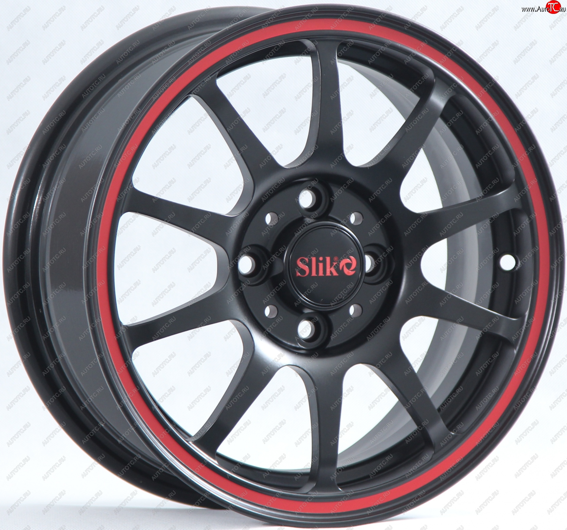 12 799 р. Кованый диск Slik Classik 6x14 (Черный глянцевый с красным ободом)   (Цвет: Черный глянцевый с красным ободом)  с доставкой в г. Кемерово