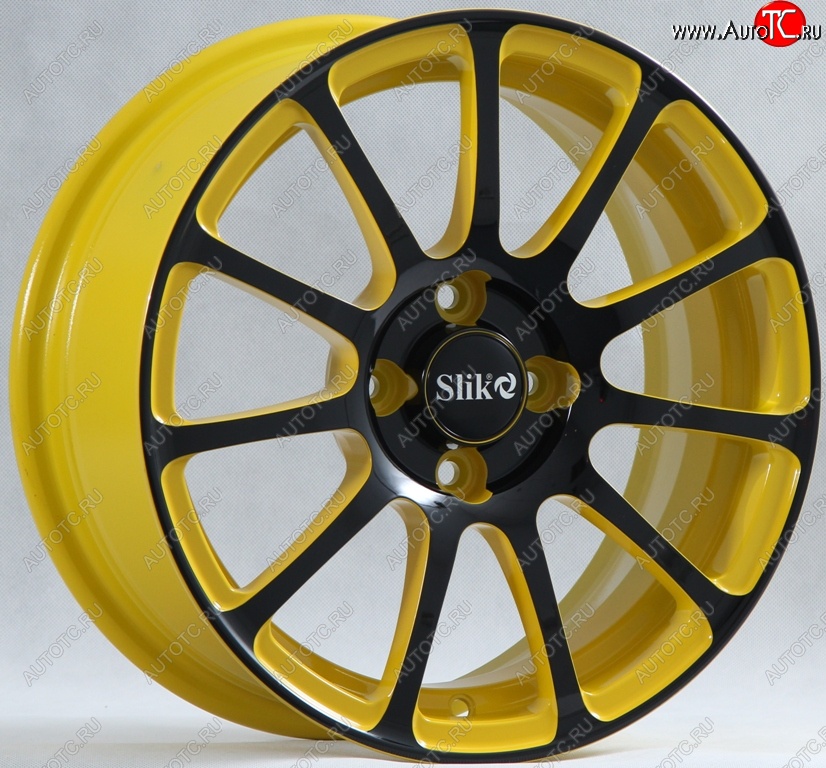 15 599 р. Кованый диск Slik Classik 6.5x15 (Желтый глянец с черной лицевой поверхностью)   (Цвет: Желтый глянец с черной лицевой поверхностью)  с доставкой в г. Кемерово