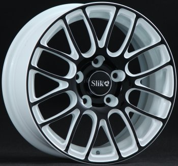 11 899 р. Кованый диск Slik Classik 6.5x15 (Белый глянец с черной лицевой поверхностью)   (Цвет: Белый глянец с черной лицевой поверхностью)  с доставкой в г. Кемерово. Увеличить фотографию 1