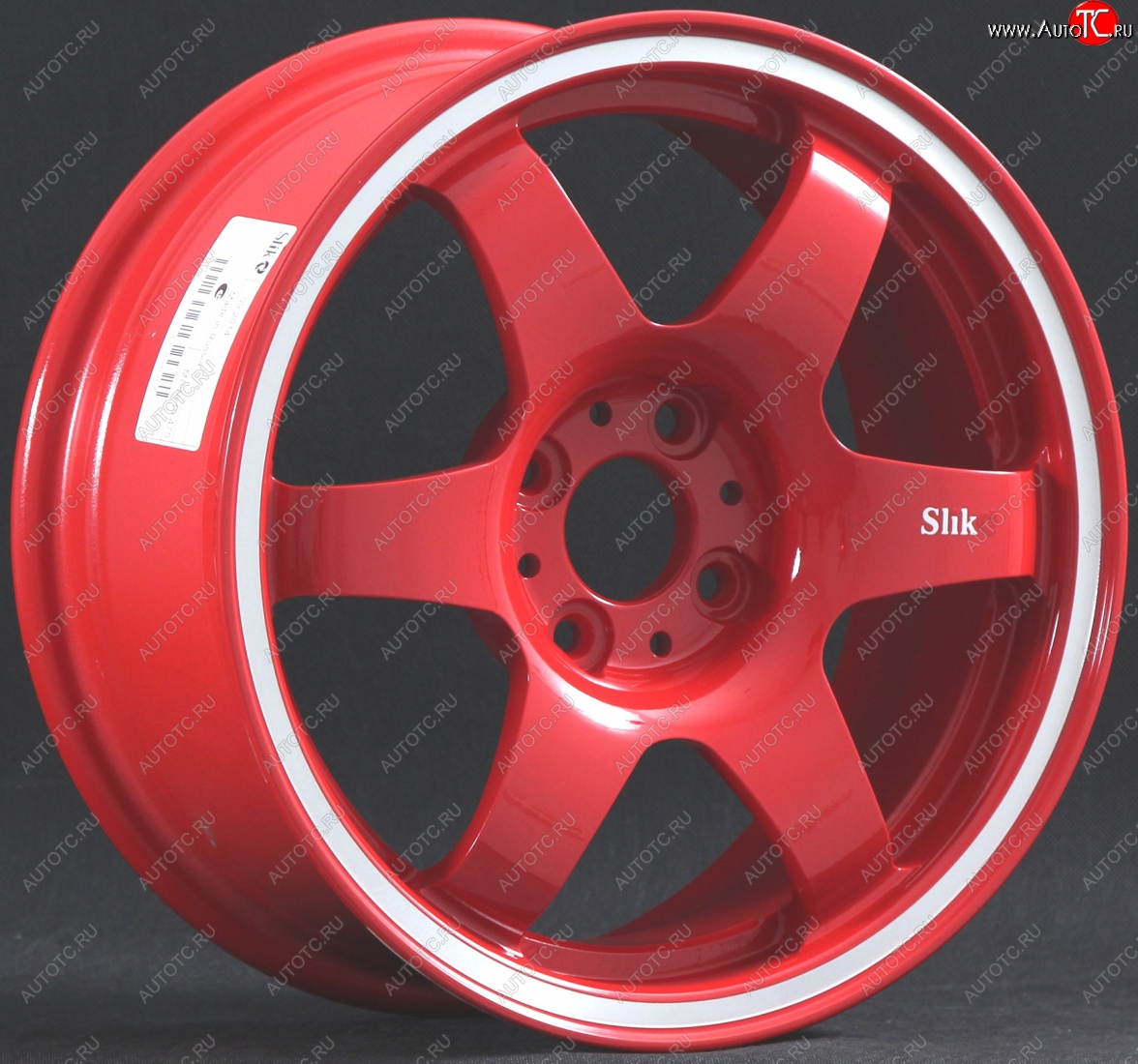 7 899 р. Кованый диск Slik Classik 6x15,5 (Красный с полированым ободом) 6.5x15/4-5x98-120 D54.1-72.6   (Цвет: Красный с полированным ободом)  с доставкой в г. Кемерово