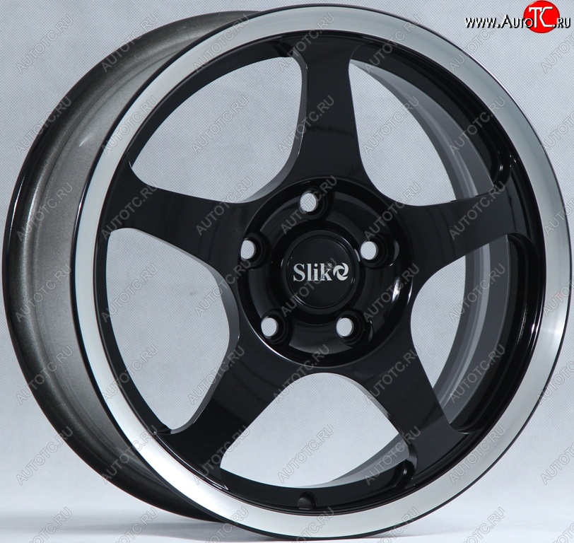 10 999 р. Кованый диск Slik classik R16x6.5 Черный глянцевый с полированым ободом (BKL) 6.5x16   (Цвет: BKL)  с доставкой в г. Кемерово