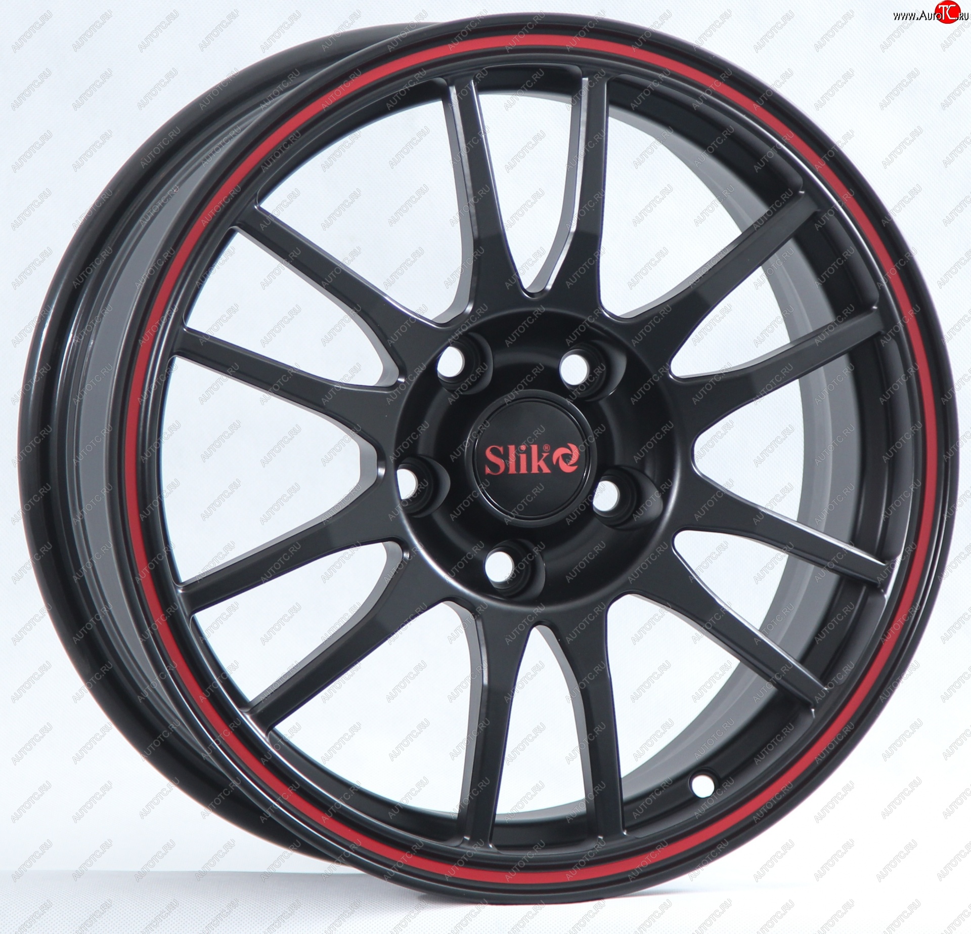 12 949 р. Кованый диск Slik classik R16x6.5 Черный глянцевый с красным ободом (BKRL) 6.5x16   (Цвет: BKRL)  с доставкой в г. Кемерово