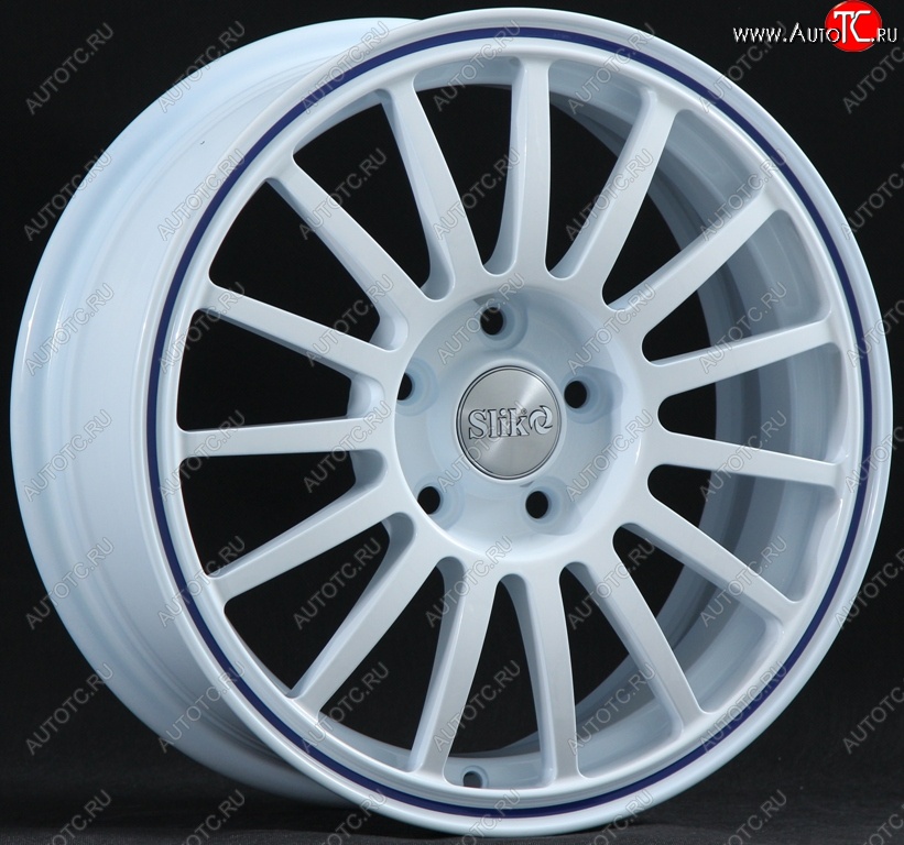 15 249 р. Кованый диск Slik classik R16x6.5 Белый с синим ободом 6.5x16   (Цвет: Белый с синим ободом 6.5x16)  с доставкой в г. Кемерово