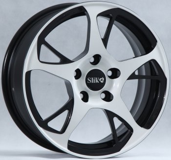 10 999 р. Кованый диск Slik classik R16x6.5 Черный глянцевый с белой лицевой поверхностью (BKFW) 6.5x16   (Цвет: BKFW)  с доставкой в г. Кемерово. Увеличить фотографию 1
