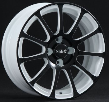 12 849 р. Кованый диск Slik Classik 5.5x14 (белый глянец с чёрной лицевой поверхностью)   (Цвет: белый глянец с чёрной лицевой поверхностью)  с доставкой в г. Кемерово. Увеличить фотографию 1
