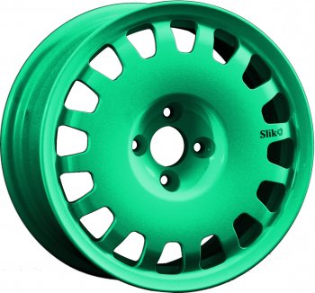 15 249 р. Кованый диск Slik Sport 6.5x15 (Candy изумрудно-зеленый) 6.5x15/4-5x98-120 D54.1-72.6   (Цвет: Candy изумрудно-зеленый)  с доставкой в г. Кемерово. Увеличить фотографию 1