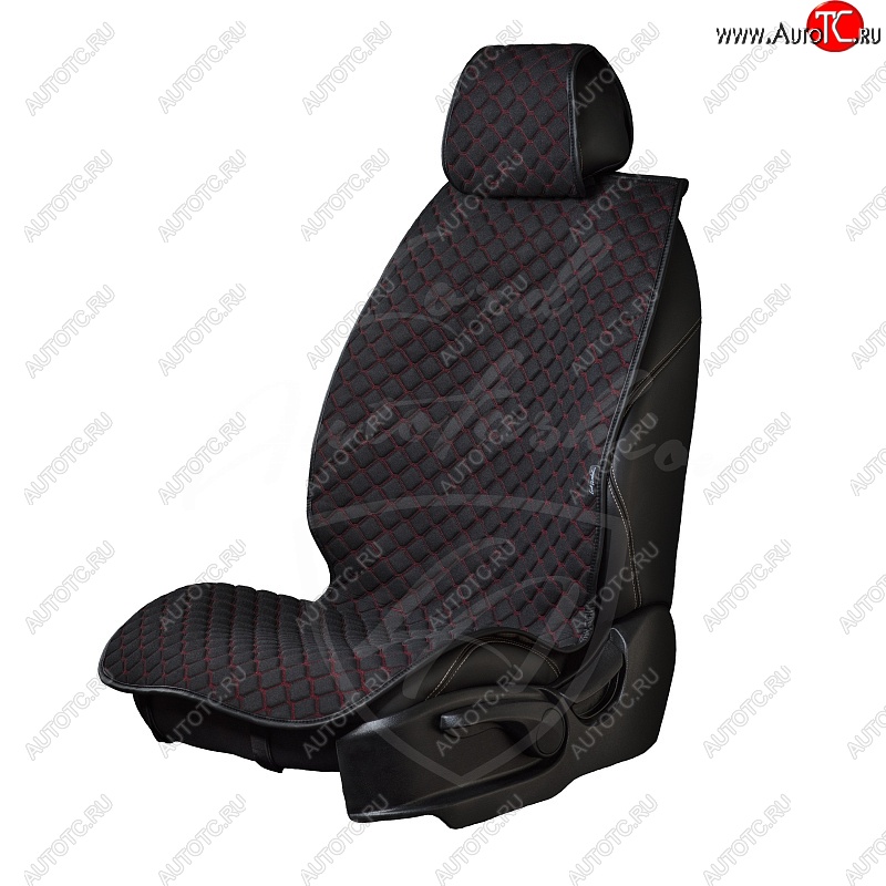 7 649 р. Универсальная накидка на сиденья Lord Autofashion Кристалл (трикотаж, 4 места)   (Чёрный с красной строчкой)  с доставкой в г. Кемерово