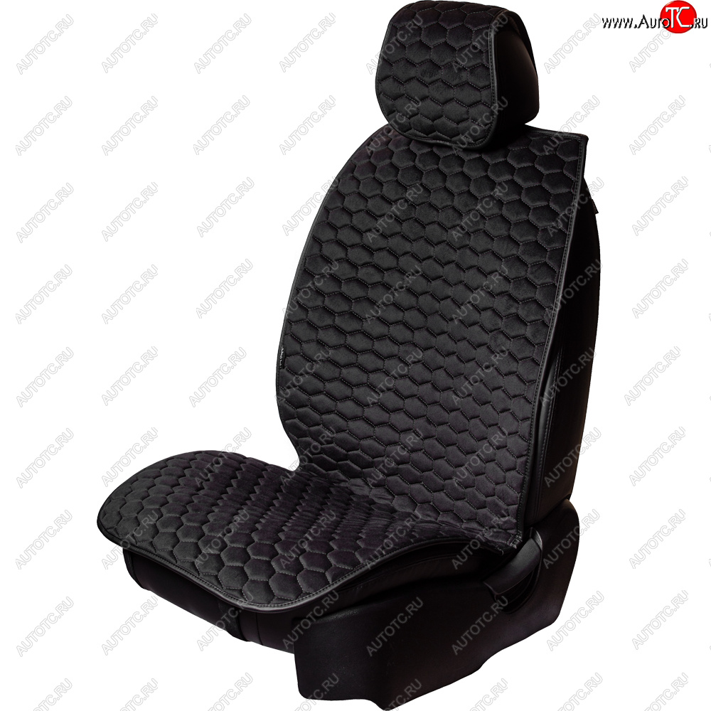 3 299 р. Комплект накидок на сиденья Lord Autofashion Тейлор (велюр, 2 места)   (Чёрный)  с доставкой в г. Кемерово