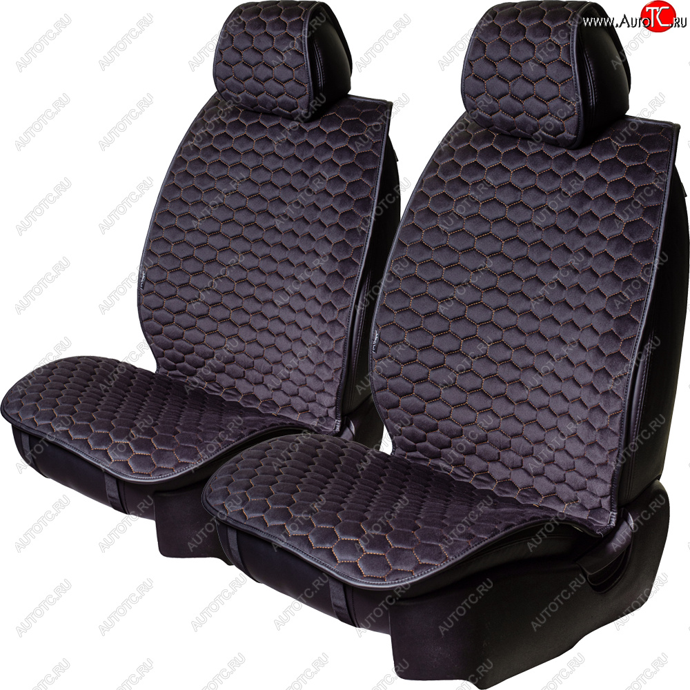 3 299 р. Комплект накидок на сиденья Lord Autofashion Тейлор (велюр, 2 места)   (Чёрный 800/Бежевый)  с доставкой в г. Кемерово