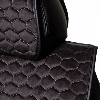 3 299 р. Комплект накидок на сиденья Lord Autofashion Тейлор (велюр, 2 места)   (Чёрный 800/Бежевый)  с доставкой в г. Кемерово. Увеличить фотографию 3