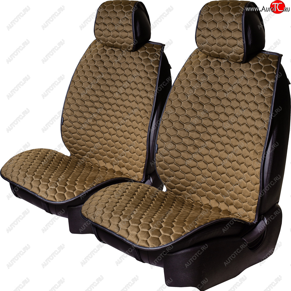 3 299 р. Комплект накидок на сиденья Lord Autofashion Тейлор (велюр, 2 места)   (Бронза 365)  с доставкой в г. Кемерово