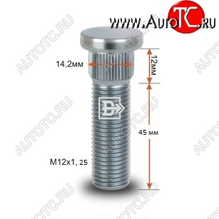 188 р. Забивная шпилька 45.0 мм ступицы Вектор M12 1.25 45mm M12 1.25 45.0 Nissan Armada TA60 дорестайлинг (2003-2007)