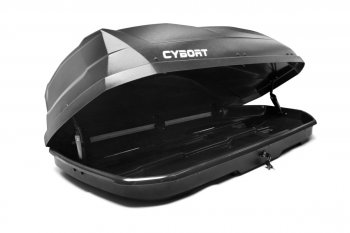 39 799 р. Багажный бокс CYBORT CarNet (460 л, двухсторонний, быстросъемные крепления краб) на крышу   (черный матовый с защитным покрытием Raptor)  с доставкой в г. Кемерово. Увеличить фотографию 4