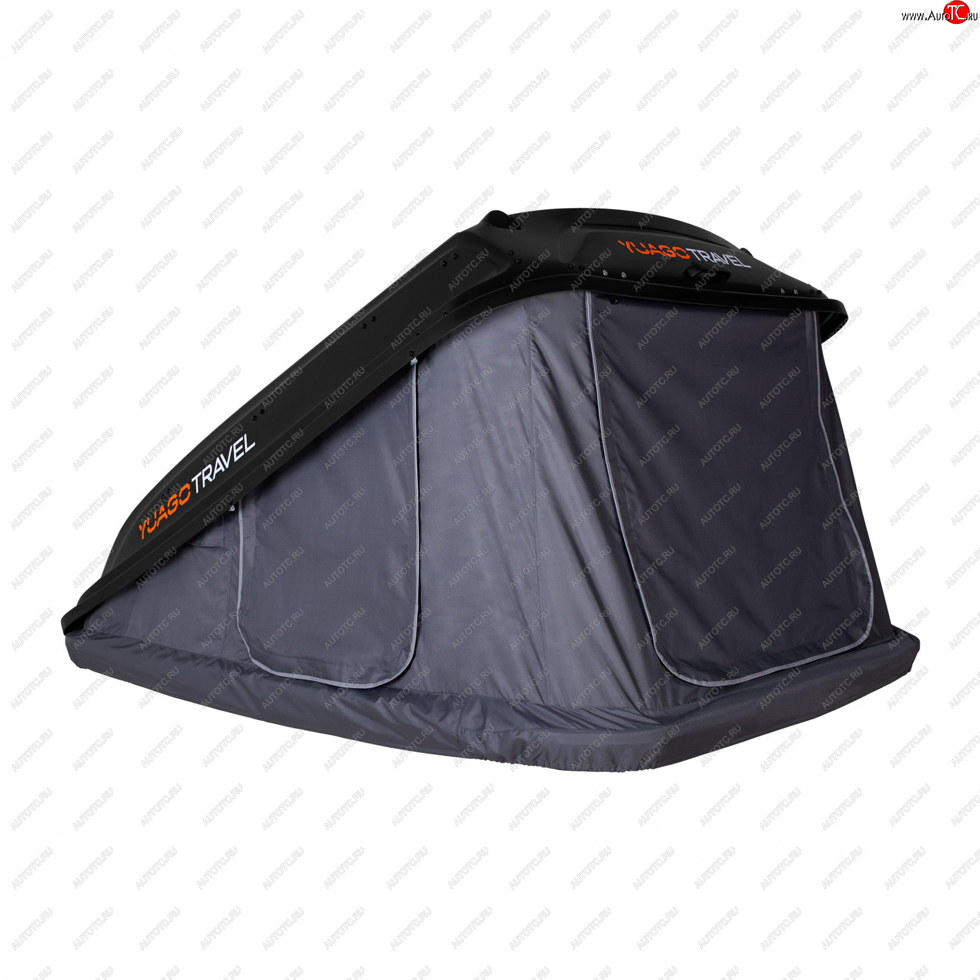 121 999 р. Багажный бокс-палатка Yuago Travel 2.0 (зима, 1000 л/230x160x35 см) на крышу KIA Spectra (2000-2009) (Черный бокс, тент графит)  с доставкой в г. Кемерово
