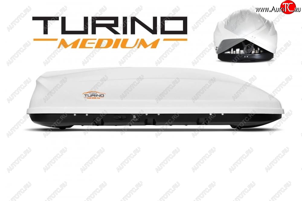 25 149 р. Автобокс PT GROUP (460л., 191х79х46 см, двустороннее открывание) Turino Medium белый Geely GC5 (2014-2016) (Белый)  с доставкой в г. Кемерово