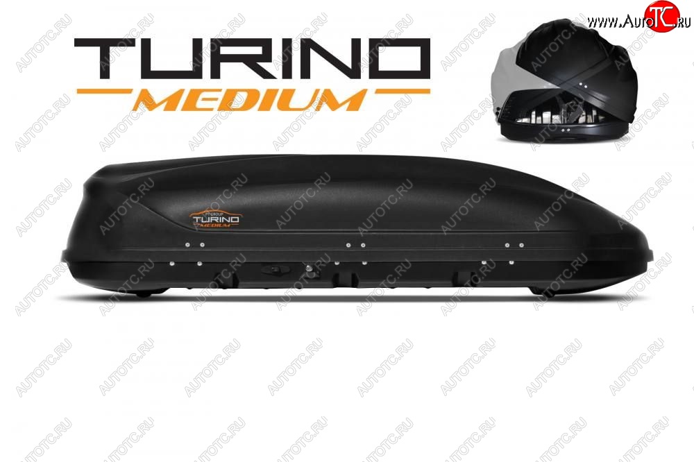 22 999 р. Автобокс PT GROUP (460л., 191х79х46 см, двустороннее открывание) Turino Medium черный   (Черный)  с доставкой в г. Кемерово