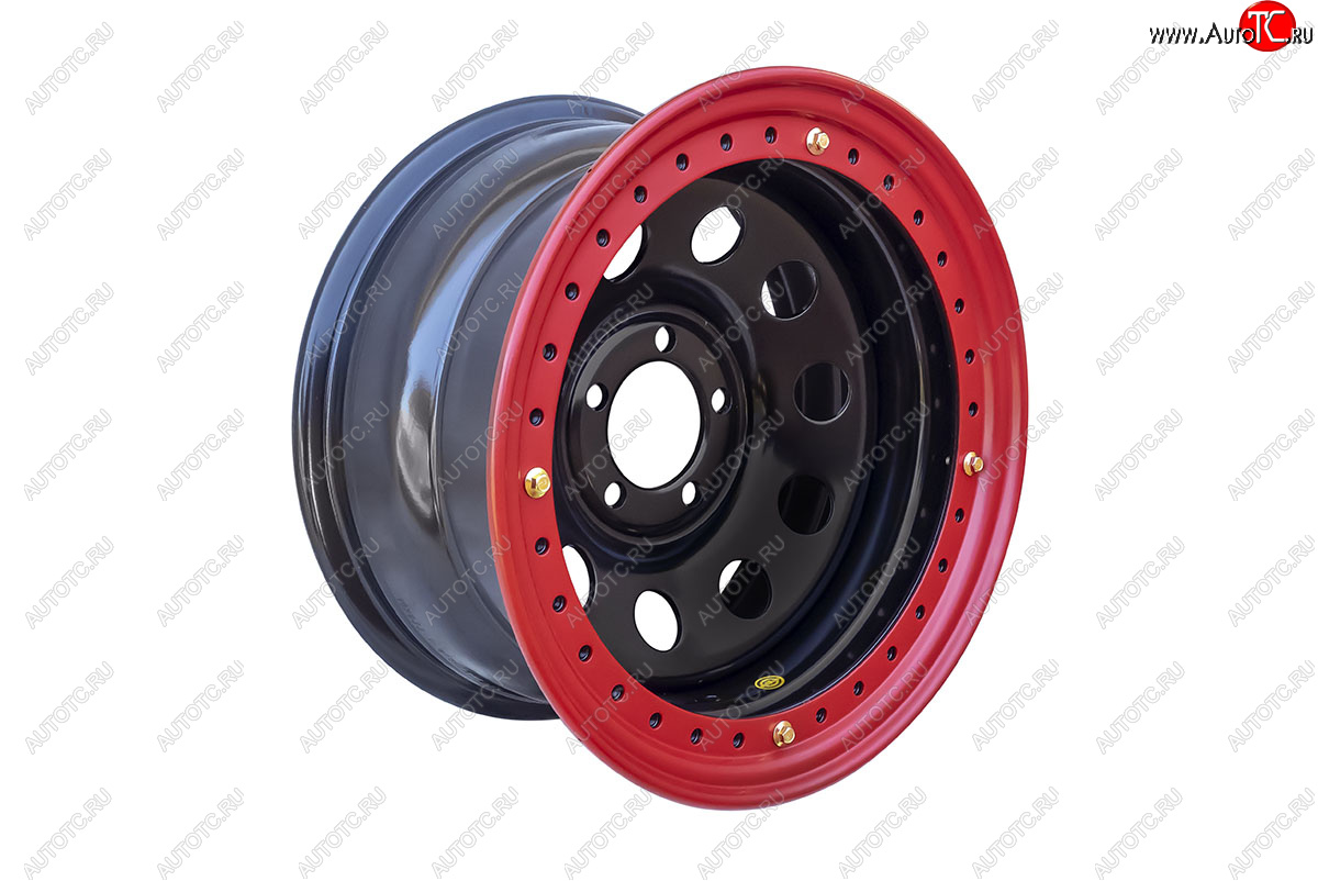 15 349 р. Штампованый диск OFF-ROAD Wheels (усиленный, с бедлоком) 8.0x16   (Цвет: черный-красный)  с доставкой в г. Кемерово