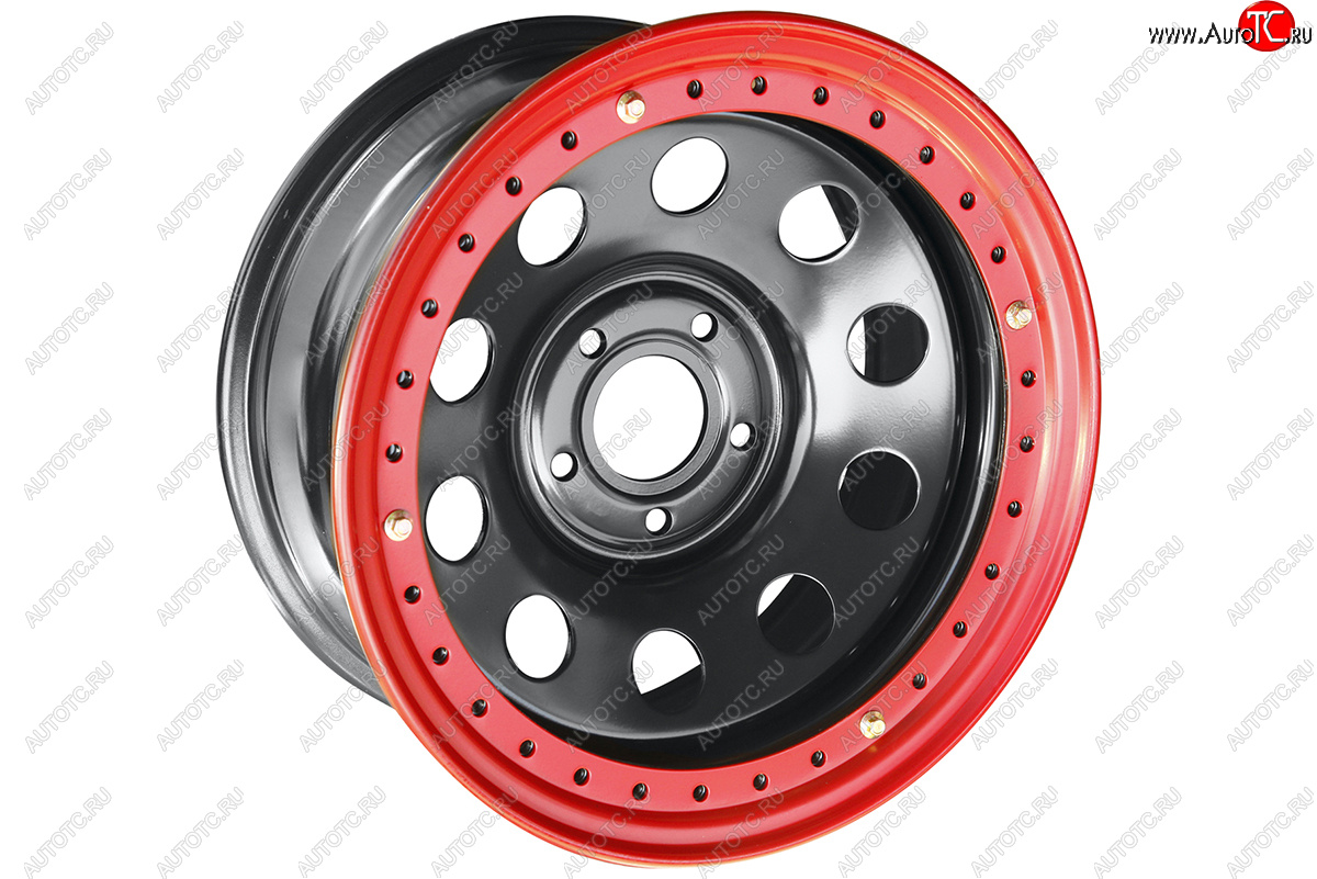 13 999 р. Штампованый диск OFF-ROAD Wheels (усиленный, с бедлоком) 8.0x17   (Цвет: черный-красный)  с доставкой в г. Кемерово