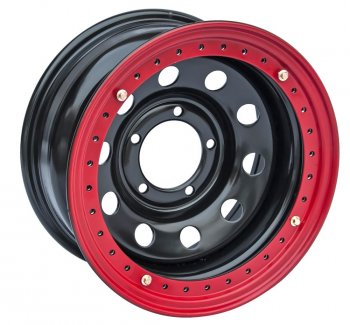 13 479 р. Штампованый диск OFF-ROAD Wheels (стальной усиленный с бедлоком, круг - черный/красный). 10.0 x 16 Audi Q5 8R дорестайлинг (2008-2012)  с доставкой в г. Кемерово. Увеличить фотографию 2
