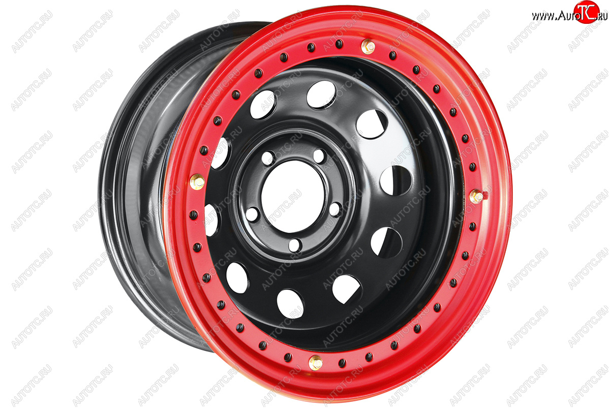 11 799 р. Штампованый диск OFF-ROAD Wheels (усиленный, с бедлоком) 8.0x15   (Цвет: черный-красный)  с доставкой в г. Кемерово