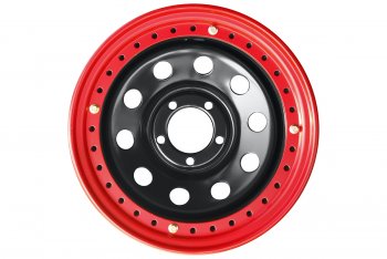 11 799 р. Штампованый диск OFF-ROAD Wheels (усиленный, с бедлоком) 8.0x15   (Цвет: черный-красный)  с доставкой в г. Кемерово. Увеличить фотографию 2