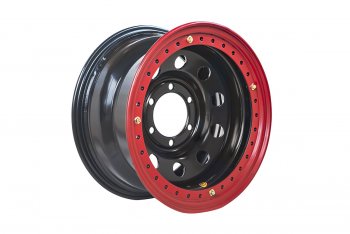 15 349 р. Штампованый диск OFF-ROAD Wheels (стальной усиленный с двойным бедлоком, круг - черный/красный). 8.0 x 16    с доставкой в г. Кемерово. Увеличить фотографию 2